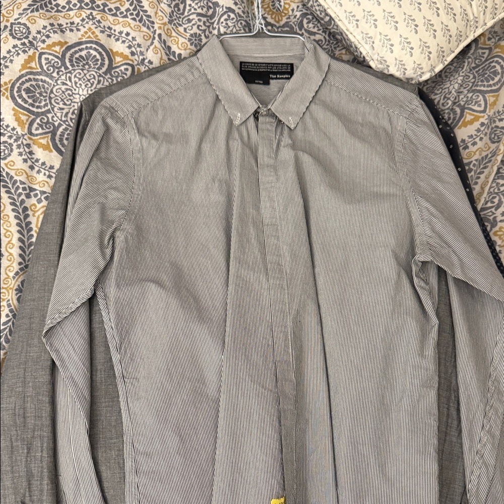 The Kooples Men's Gray Striped Shirt - Size L